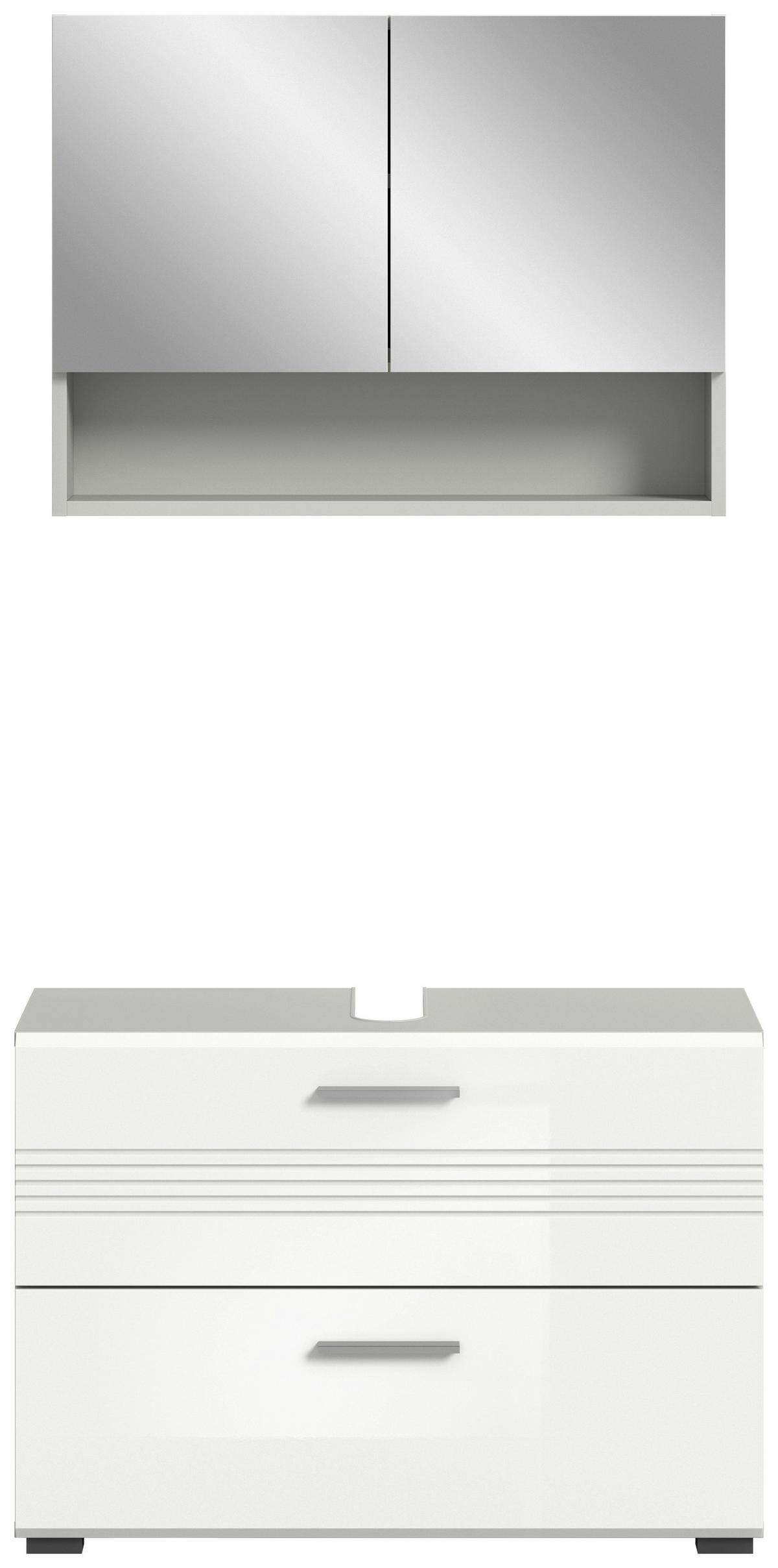 Badezimmer Copa Grau Weiß Hg B: 80 Cm - Weiß Hochglanz/Schwarz, MODERN, Holzwerkstoff (80cm) - MID.YOU