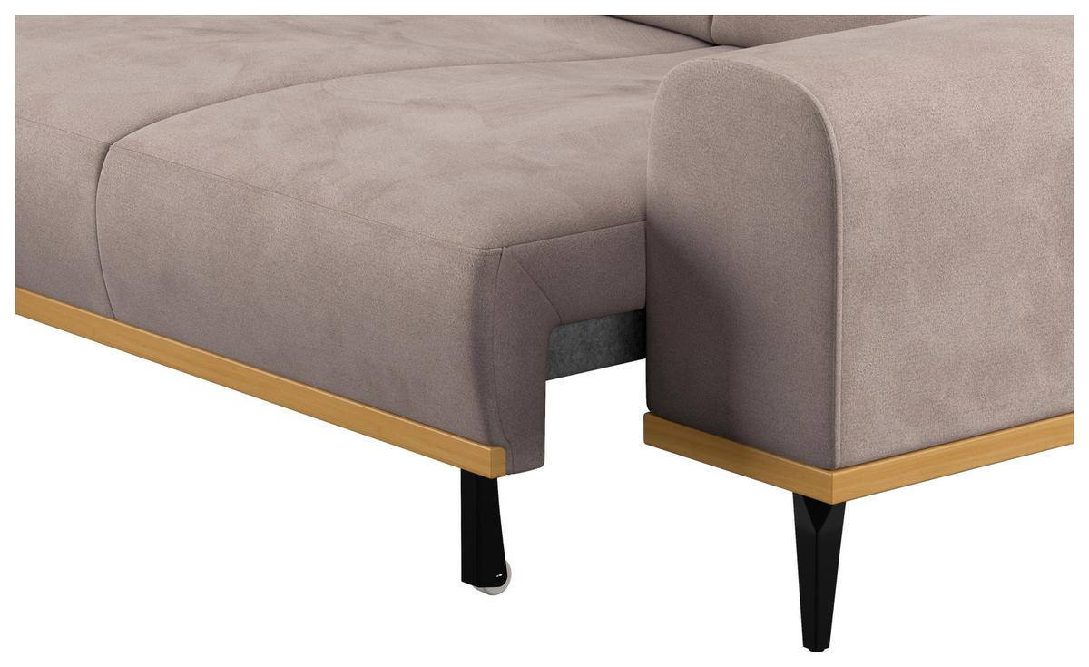 Ecksofa Sandfarben Mit Sitzvorzug S: 157x244 Cm - Sandfarben/Schwarz, KONVENTIONELL, Textil (157/244cm) - Cotta