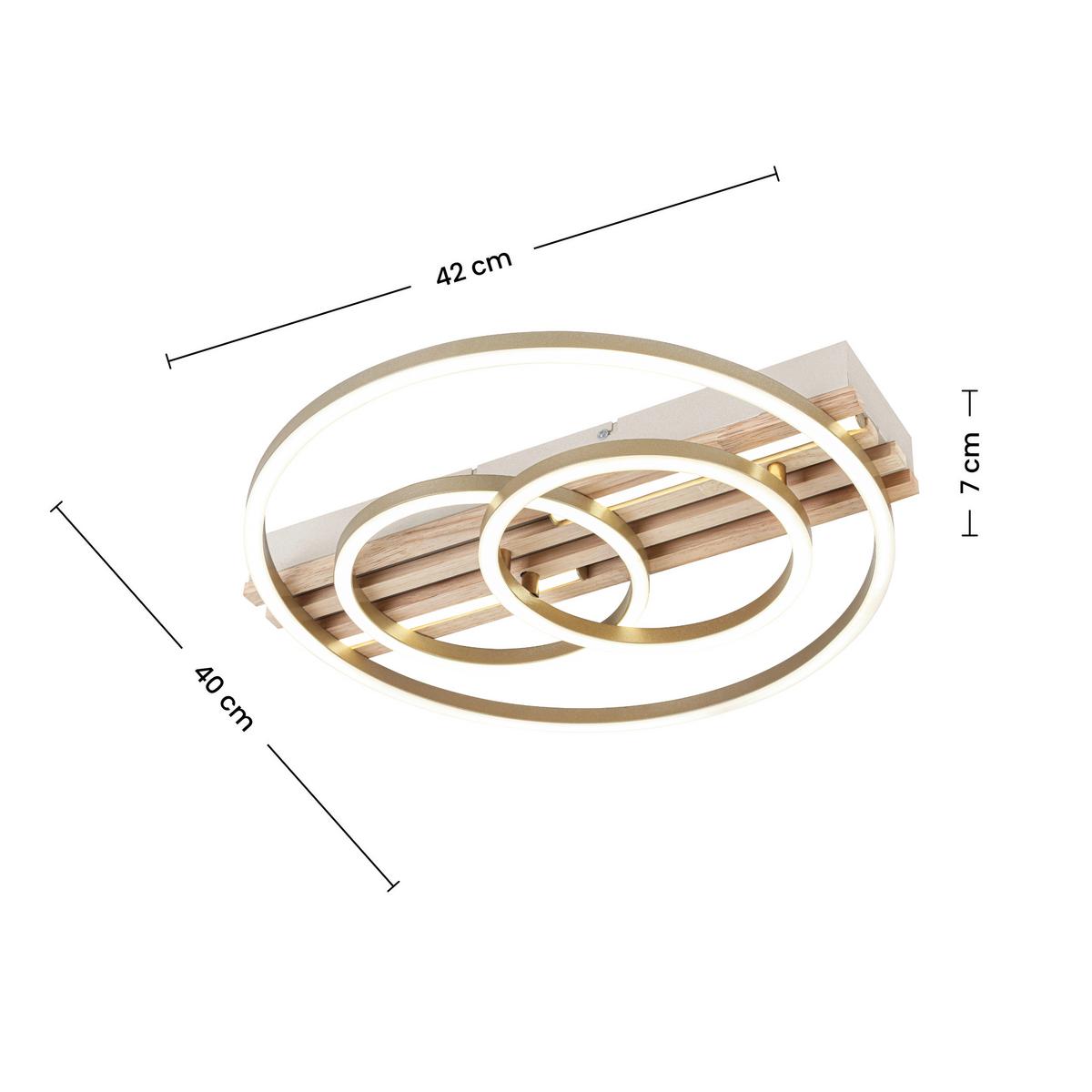LED-DECKENLEUCHTE CELAL - Champagner/Eichefarben, Basics, Holzwerkstoff/Kunststoff (42/40/7cm) - Luca Bessoni