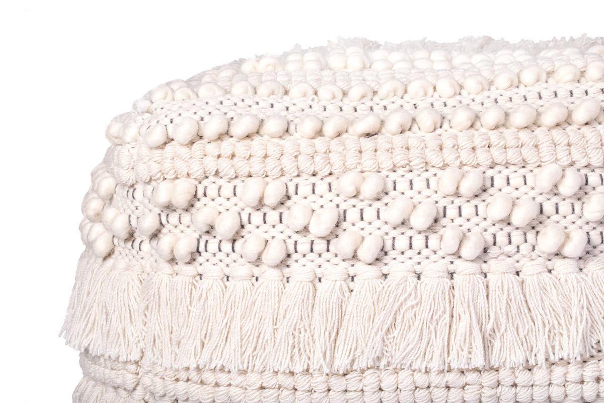 Pouf Bohist Makramee Creme DxH: 50x45 cm - Creme, Trend, Textil (50/45/50cm) - Kayoom