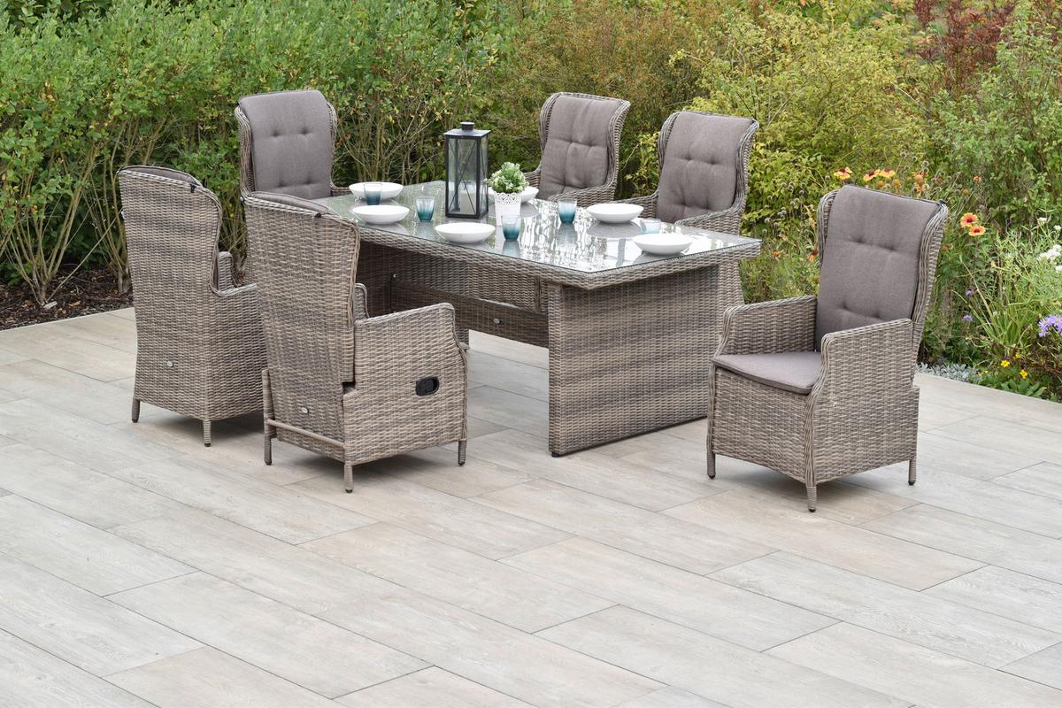Gartenset Riviera - Naturfarben/Grau, MODERN, Kunststoff/Textil - Gardenson