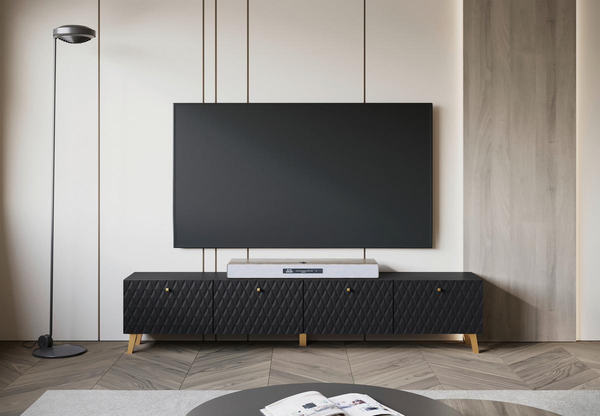 NÍZKÁ KOMODA PHUKET 190 - černá/barvy zlata, Trend, kompozitní dřevo/plast (190/40/32cm) - Livetastic
