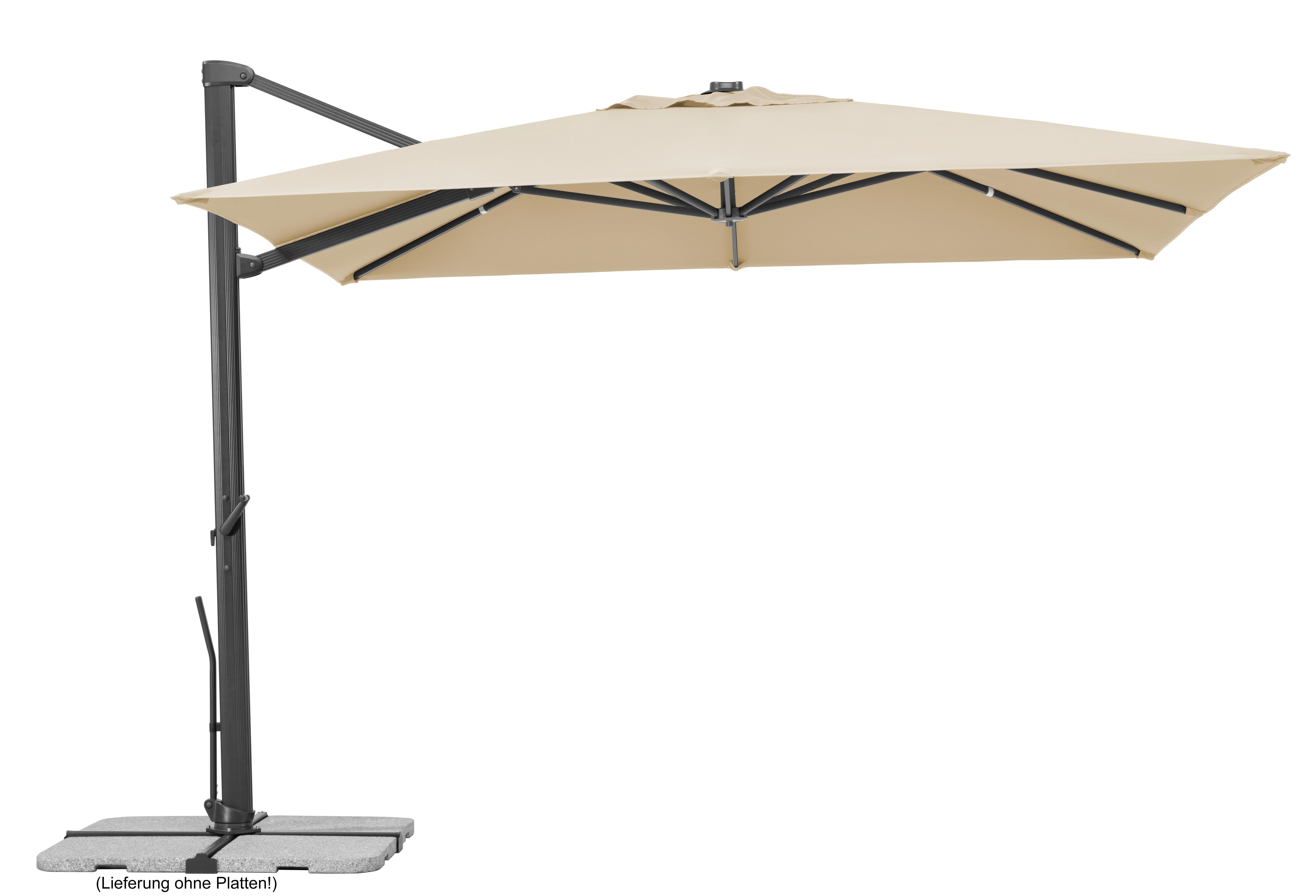 Ampelschirm Rhodos Smart Bxhxt: 360x253x300 Cm Naturfarben - Anthrazit/Naturfarben, Basics, Textil/Metall (360/253/300cm) - Schneider