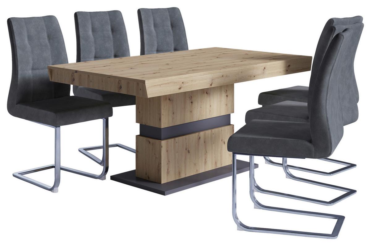 Schwingstuhl-Set Marlen XXL Anthrazit/Silberfarben B: 47cm - Anthrazit/Silberfarben, LIFESTYLE, Textil/Metall (47/96/62cm) - MID.YOU