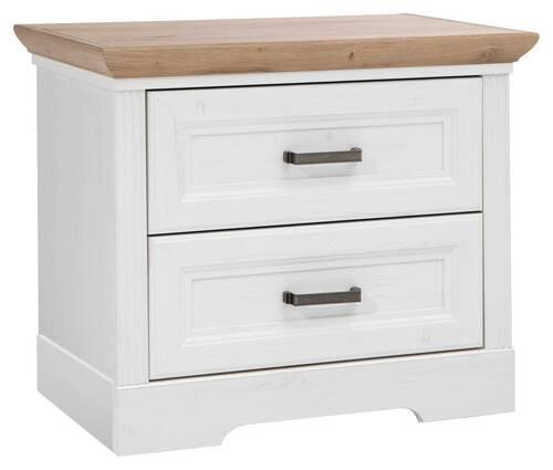 Nachtkästchen Weiß/Eiche H: 54 cm Jasmin II - Schwarz/Weiß, LIFESTYLE, Holzwerkstoff (64cm)
