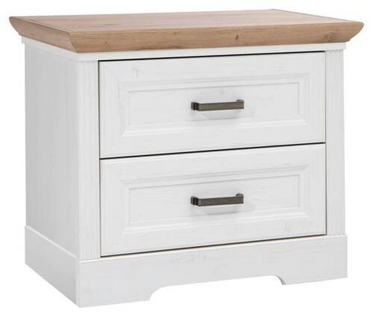 Nachtkästchen Weiß/Eiche H: 54 cm Jasmin II - Schwarz/Weiß, LIFESTYLE, Holzwerkstoff (64cm)