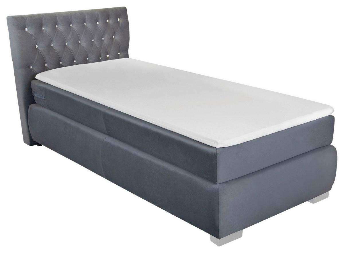 Boxspringbett Rumba inkl. Matratze 90x200 - Platinfarben, Basics, Textil (90/200cm) - Livetastic