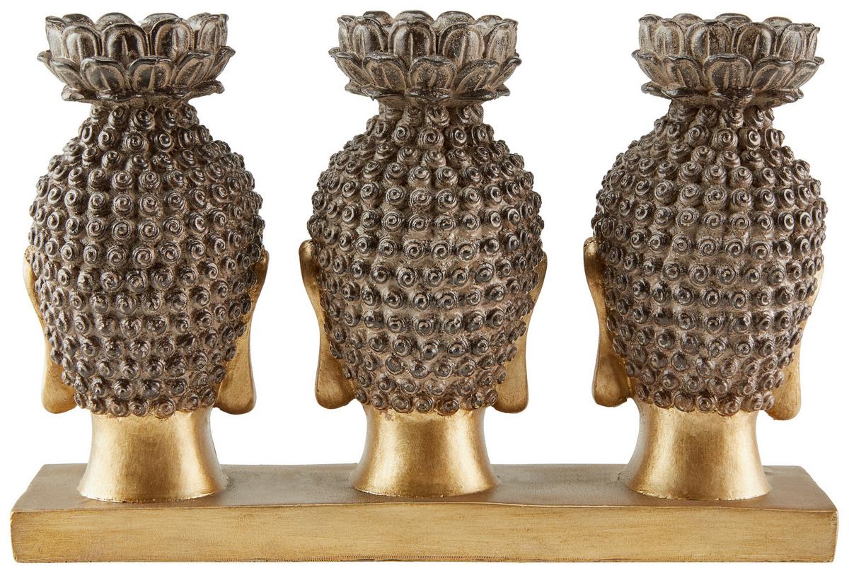 Teelichthalter Kunststoff Braun/Goldfarben 3 Teelichter - Goldfarben/Braun, LIFESTYLE, Kunststoff (27/8,5/17,5cm) - Luca Bessoni