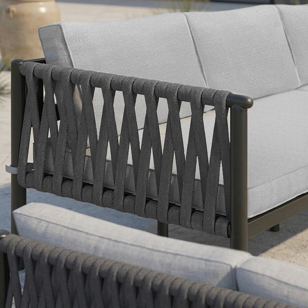 JEDÁLENSKÁ TERASOVÁ SÚPRAVA POLLY - sivá/svetlosivá, Modern, kov/textil - Bessagi Garden