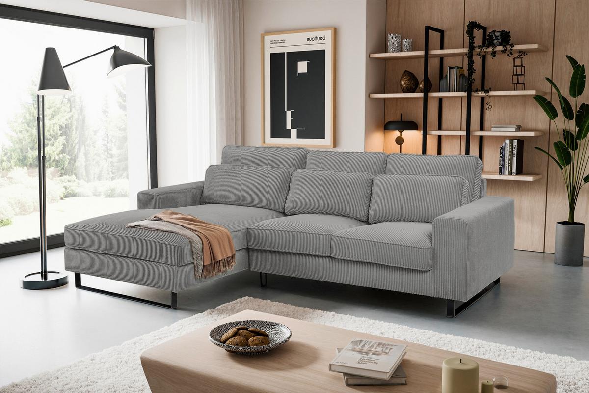 Ecksofa Bolivia Grau S: 276x183 cm - Beige/Schwarz, Basics, Holzwerkstoff/Textil (276/183cm) - MID.YOU