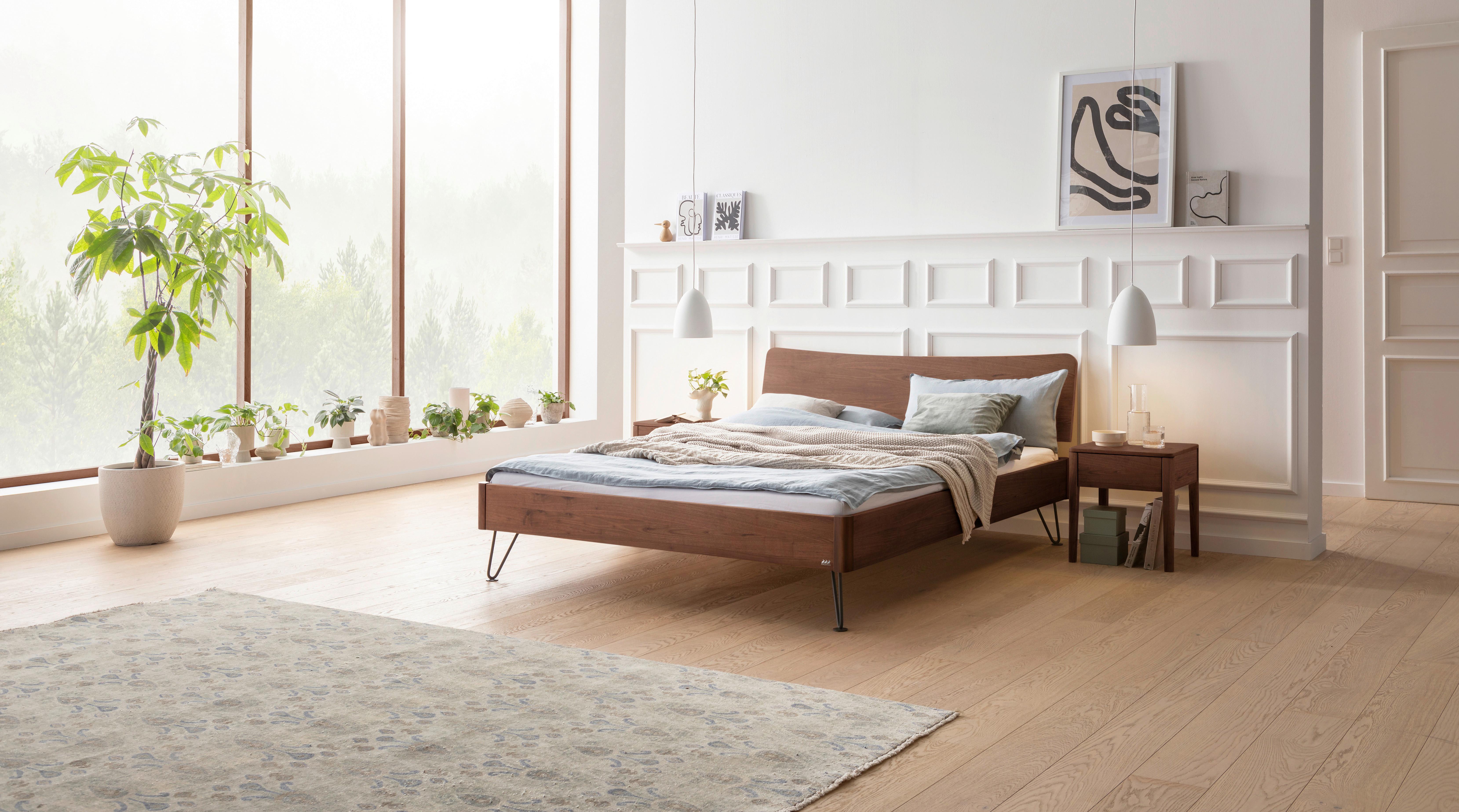 Bett Locarno Nussbaumfarben 140x200 Cm - Anthrazit/Nussbaumfarben, MODERN, Holz (140/200cm) - Hasena