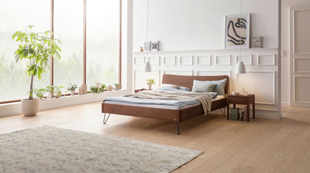 Bett Locarno Nussbaumfarben 140x200 Cm - Anthrazit/Nussbaumfarben, MODERN, Holz (140/200cm) - Hasena