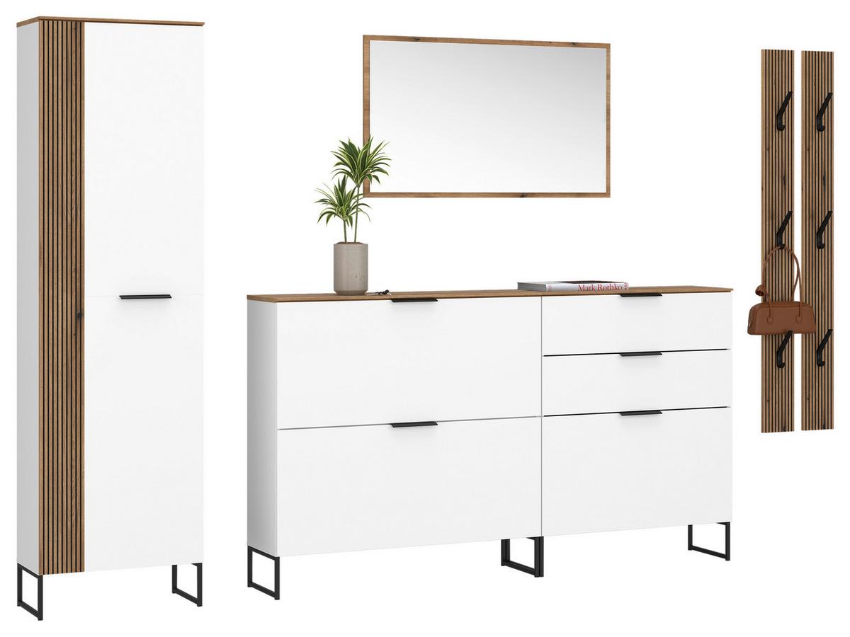 Garderobe Aladin Stehend & Hängend Montierbar - Eichefarben/Weiß, MODERN, Holzwerkstoff (264/199,9/35cm)