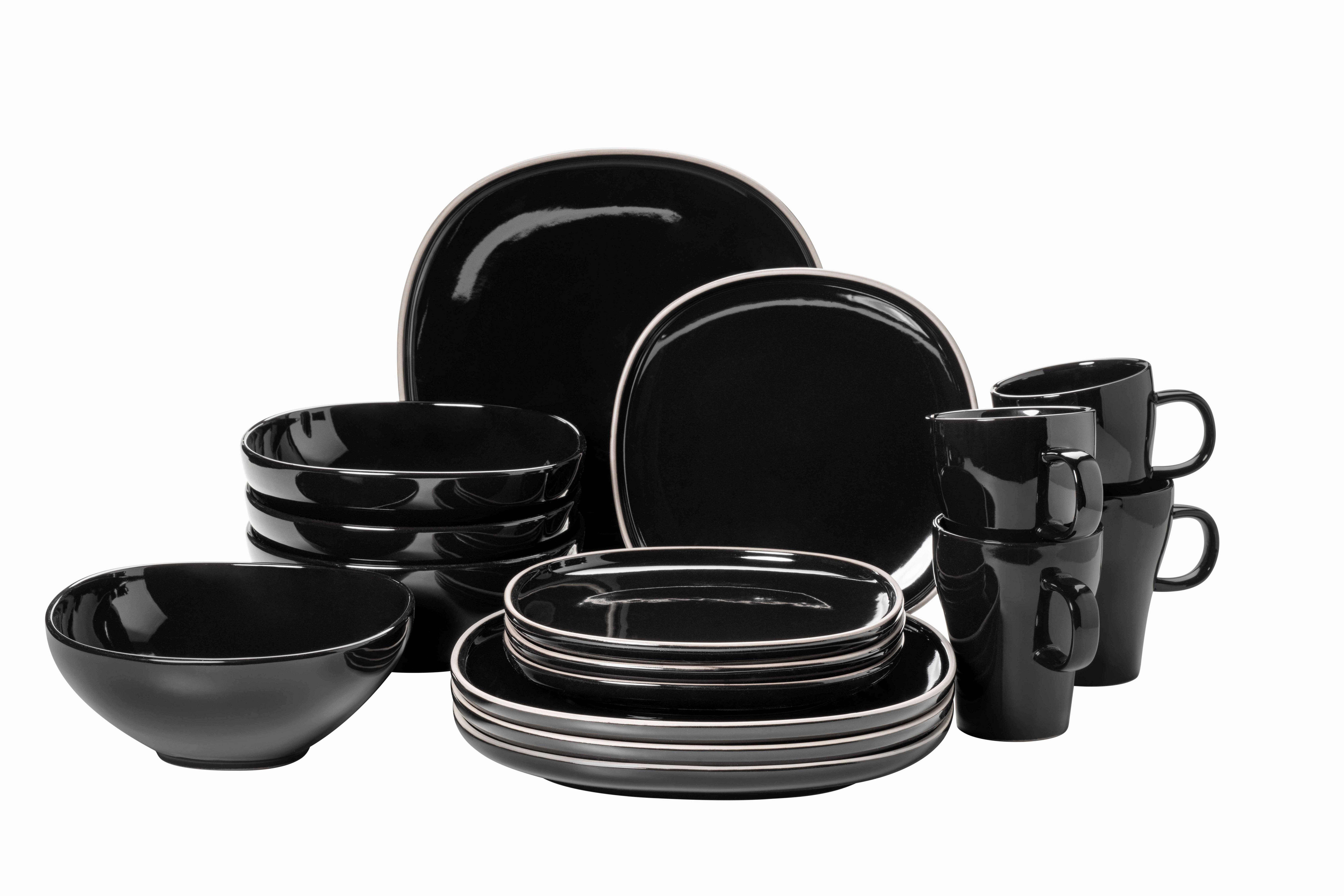 Kombiservice Isora Schwarz 16-teilig - Basics, Keramik - Mäser