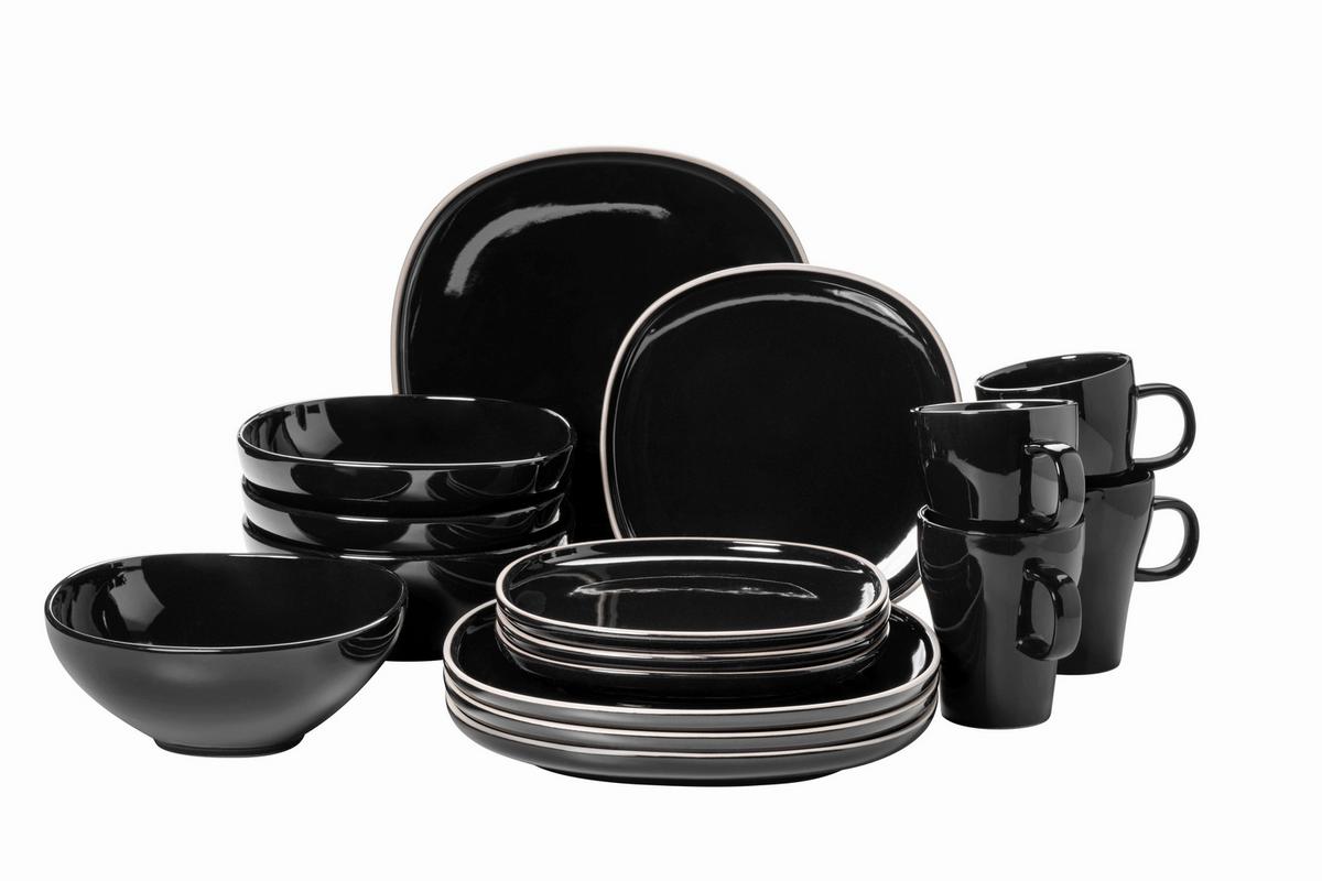 Kombiservice Isora Schwarz 16-Teilig - Basics, Keramik - Mäser