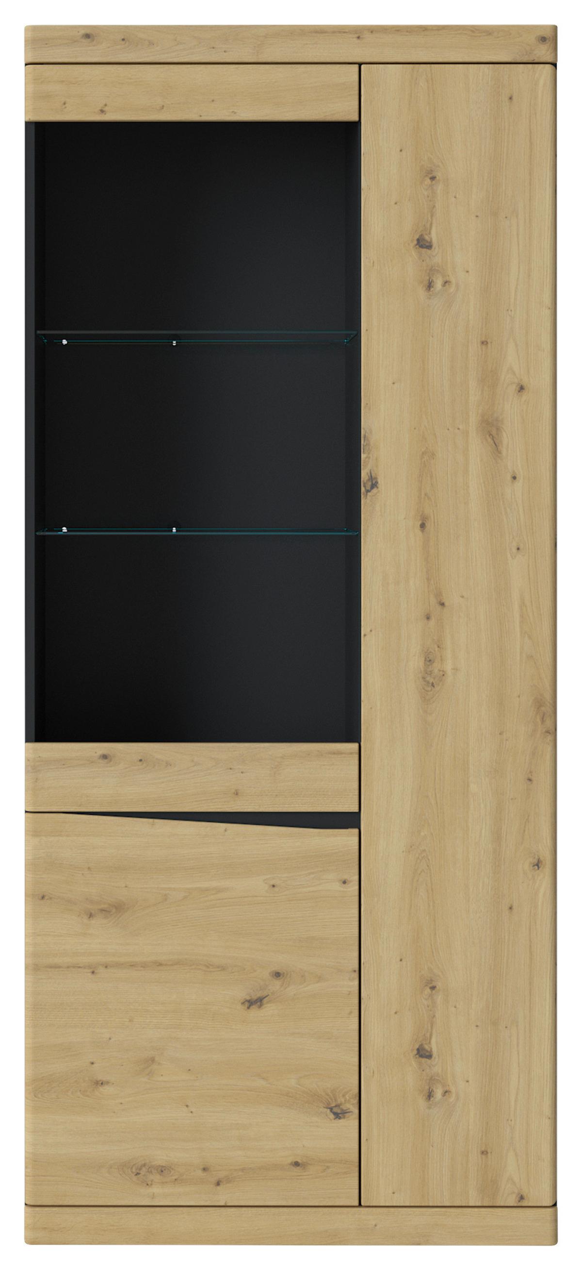 Vitrine Turino Eiche Artisan Anthrazit B: 86 cm - Eichefarben/Anthrazit, Trend, Glas/Holzwerkstoff (86/196,5/39,9cm)