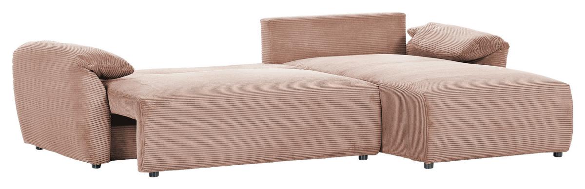 Ecksofa mit Schlaffunktion Cuty Altrosa Cord - Schwarz/Altrosa, KONVENTIONELL, Textil (266/180cm) - MID.YOU