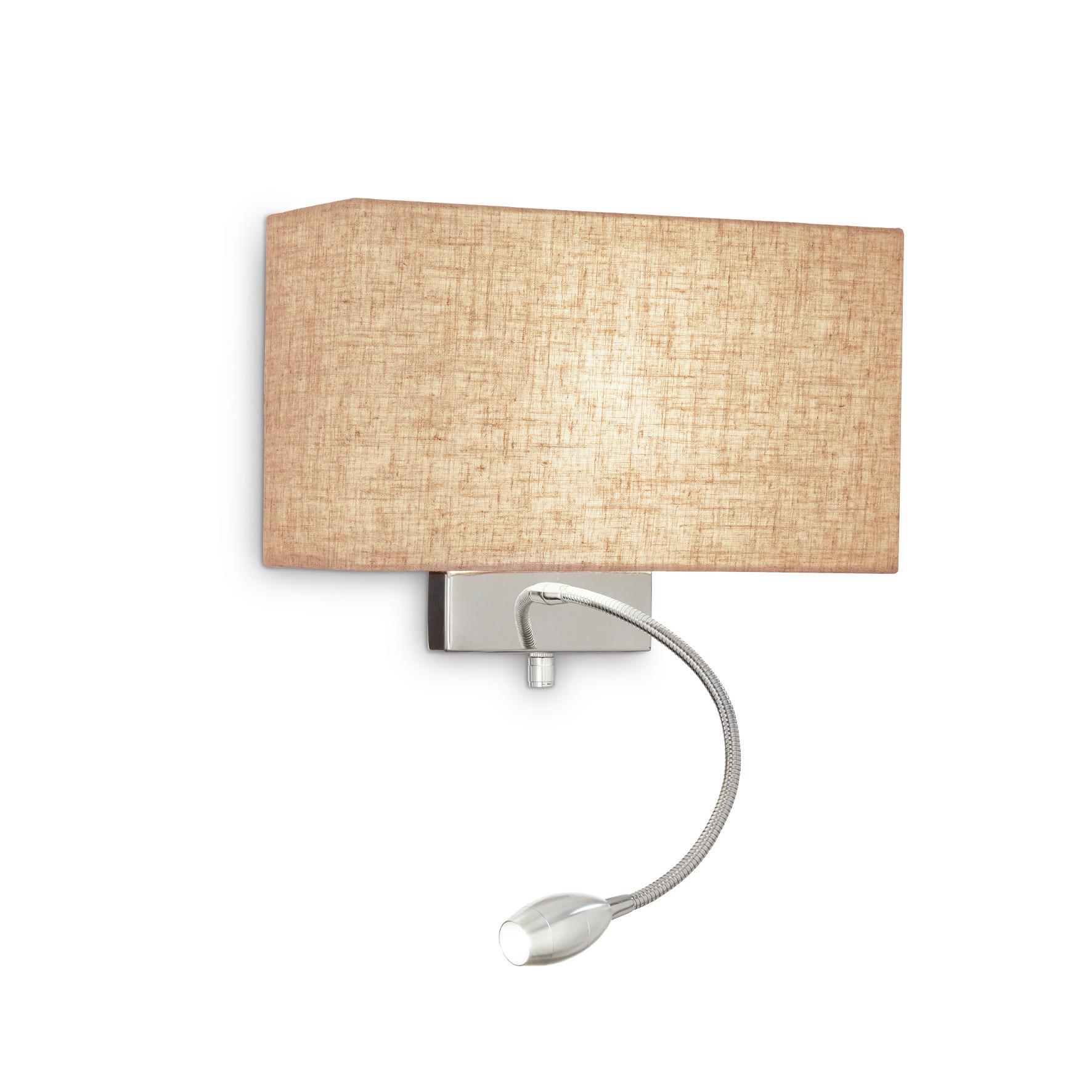 Wandleuchte Canvas Chromfarben Beige B: 11 cm - Chromfarben/Beige, Basics, Textil/Metall (32/11/22,5cm) - Ideal Lux