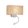 Wandleuchte Canvas Chromfarben Beige B: 11 Cm - Chromfarben/Beige, Basics, Textil/Metall (32/11/22,5cm) - Ideal Lux