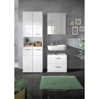 Badezimmer Ice Weiß Hg B: 120 Cm - Weiß Hochglanz/Schwarz, MODERN, Glas/Holzwerkstoff (120cm) - MID.YOU