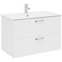 Waschbecken mit Unterschrank B: 81 cm Weiß - Weiß Hochglanz/Weiß, KONVENTIONELL, Keramik/Holzwerkstoff (81/56/46,5cm) - Ondega