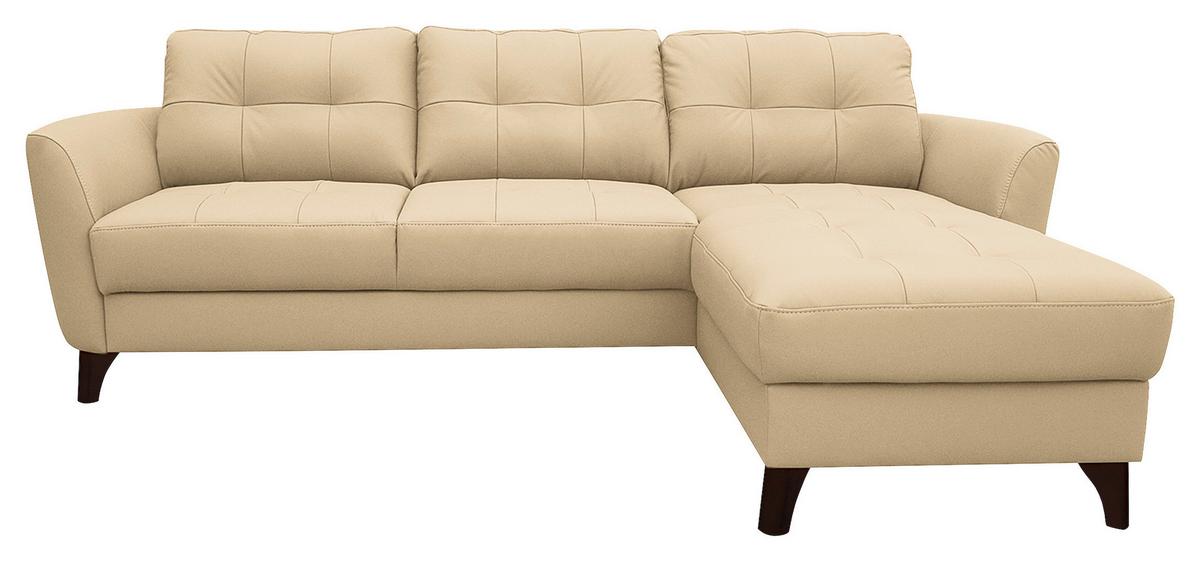 Ecksofa Nordic Beige S: 238x168 cm - Beige/Buchefarben, Design, Leder/Textil (238/168cm) - Livetastic