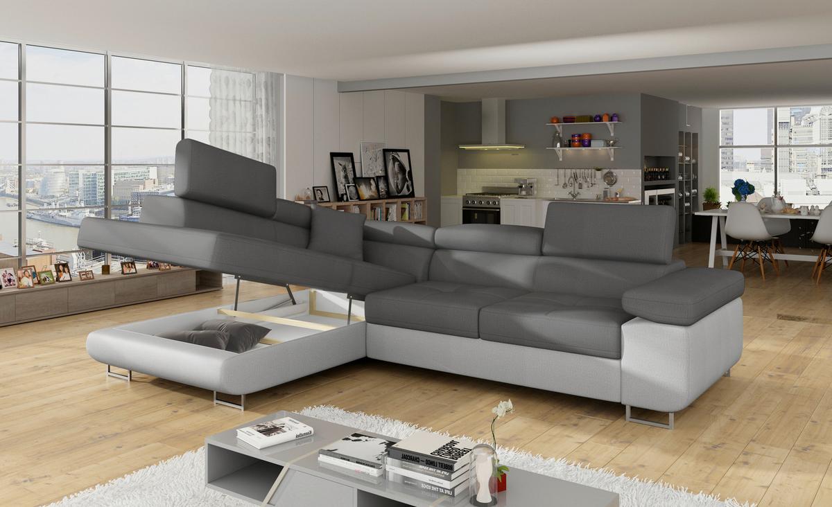 Ecksofa Anton Grau, Hellgrau S:203x272 Cm - Chromfarben/Hellgrau, Design, Textil (203/272cm) - MID.YOU