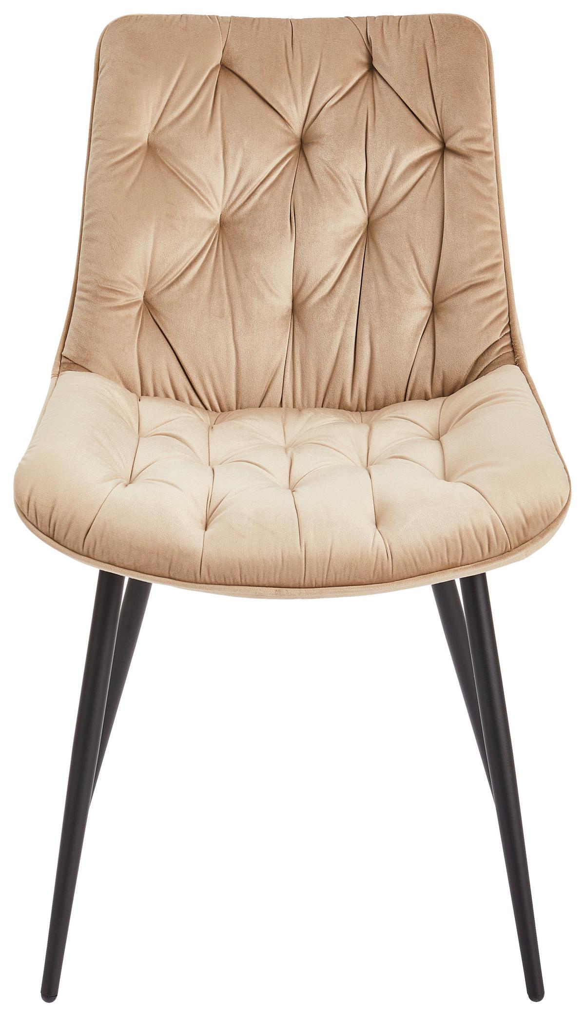 Esszimmerstuhl Langford Taupe Echtholz Beine - Taupe/Schwarz, MODERN, Holz/Textil (52/85/59cm) - Livetastic