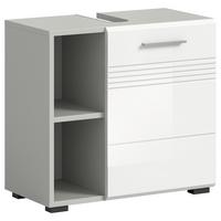 Waschbeckenunterschrank Copa B: 60 Cm Weiß Hochglanz - Weiß Hochglanz/Schwarz, MODERN, Holzwerkstoff (60/56/32cm) - MID.YOU