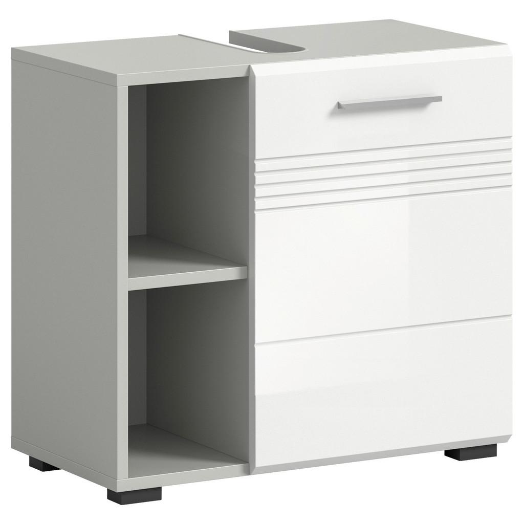 Waschbeckenunterschrank Copa B: 60 cm Weiß Hochglanz