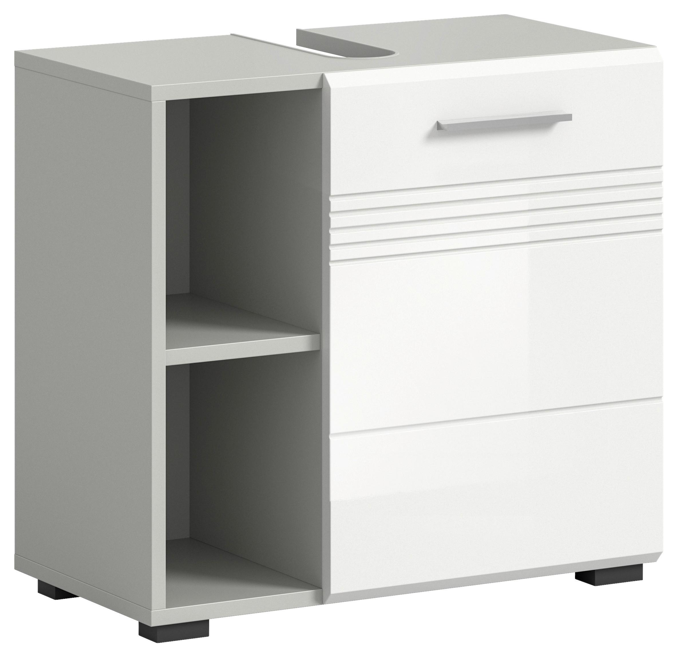 Waschbeckenunterschrank Copa B: 60 cm Weiß Hochglanz