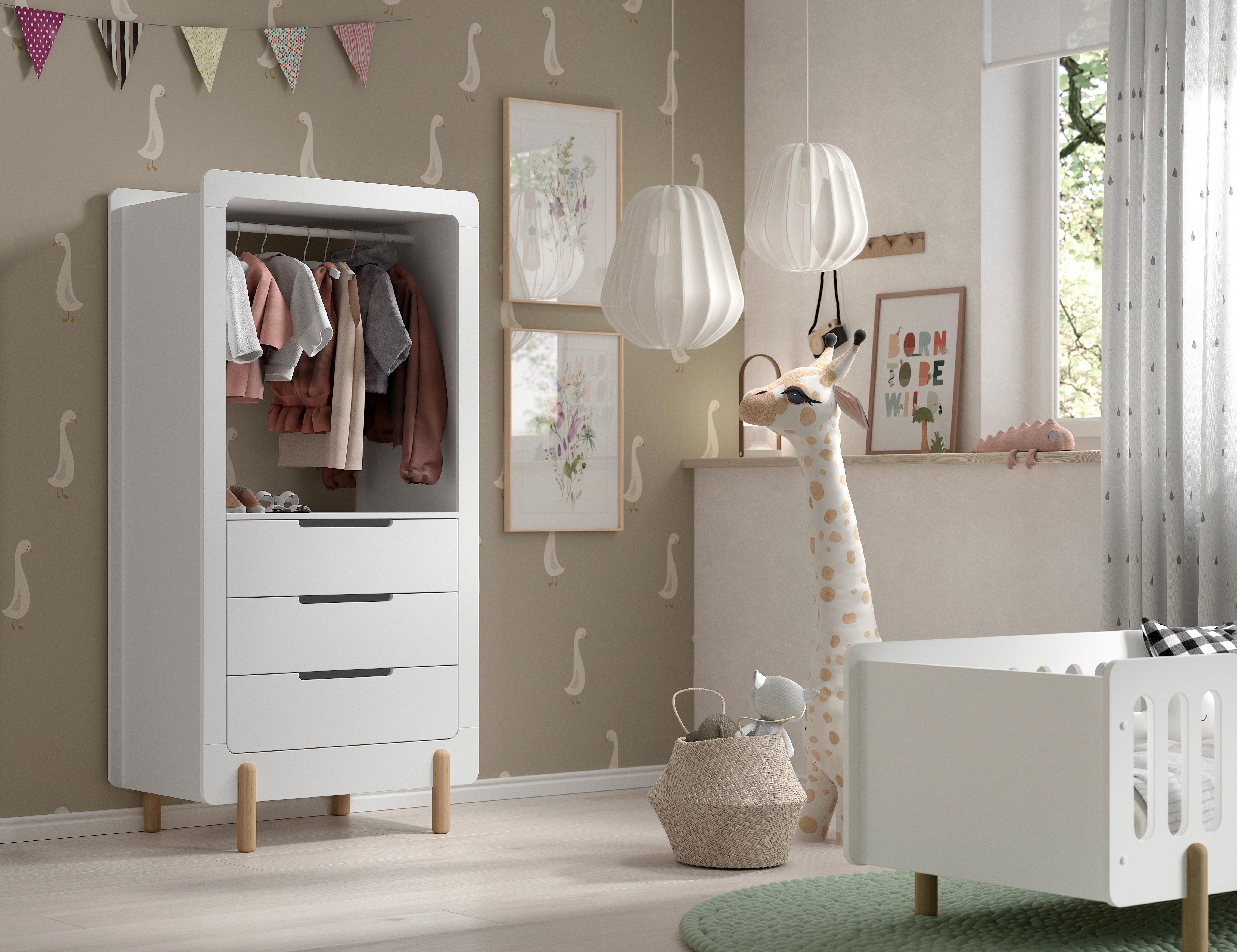 Kinderkleiderschrank Simple - Weiß, MODERN, Holzwerkstoff (88/180/54,4cm) - MID.YOU