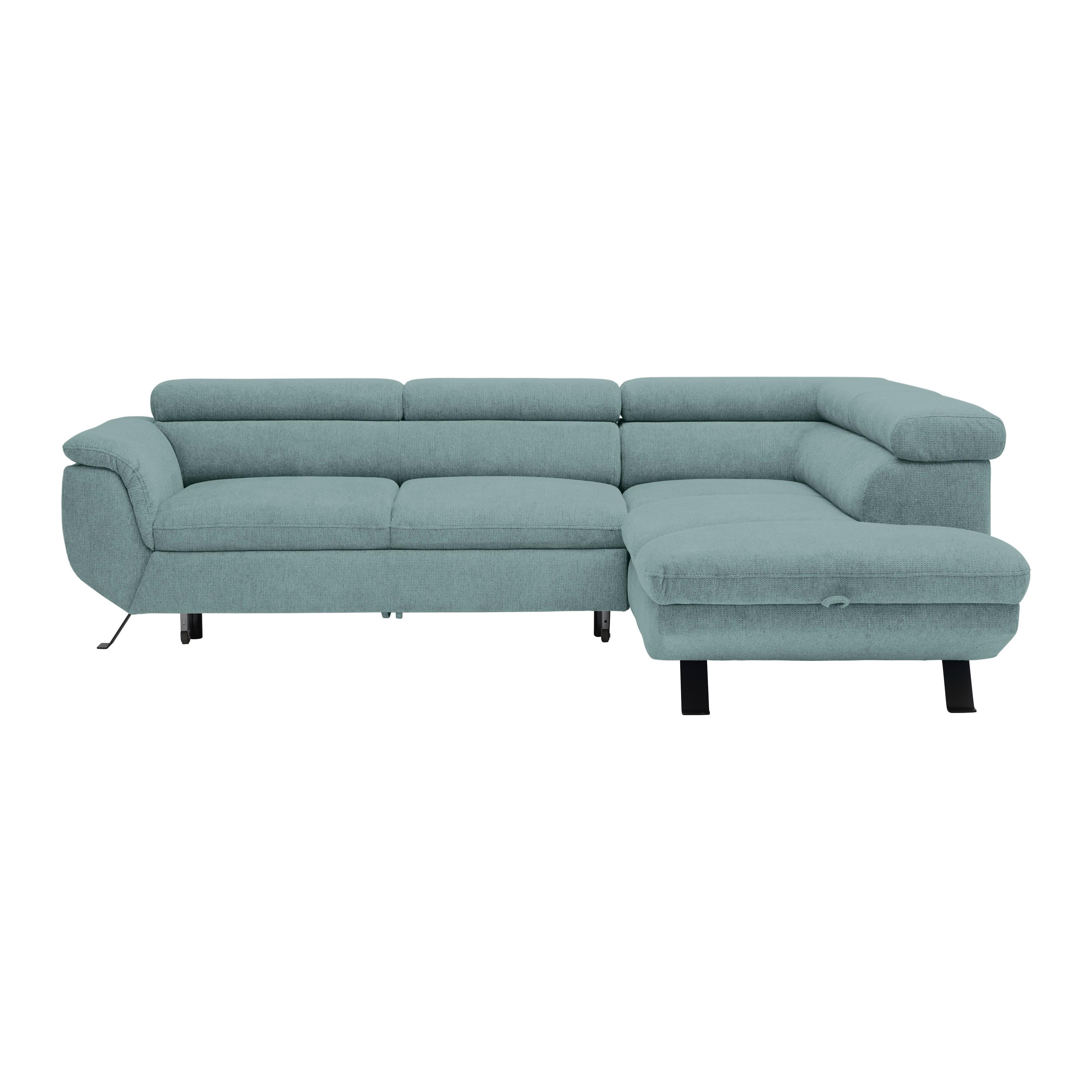 Rohová sedačka RAVEN, pravá, petrolejová - petrolej/černá, Moderní, kov/textil (257/198cm) - Mömax