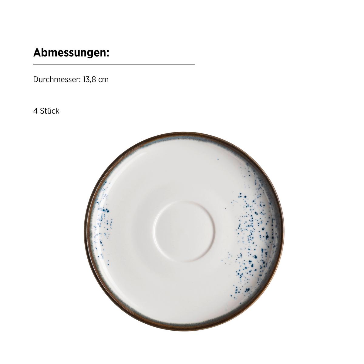 Tassenset Pintar Porzellan 8--Teilig. D: 14 cm Blau Weiß - Blau/Weiß, Basics, Keramik - Mäser