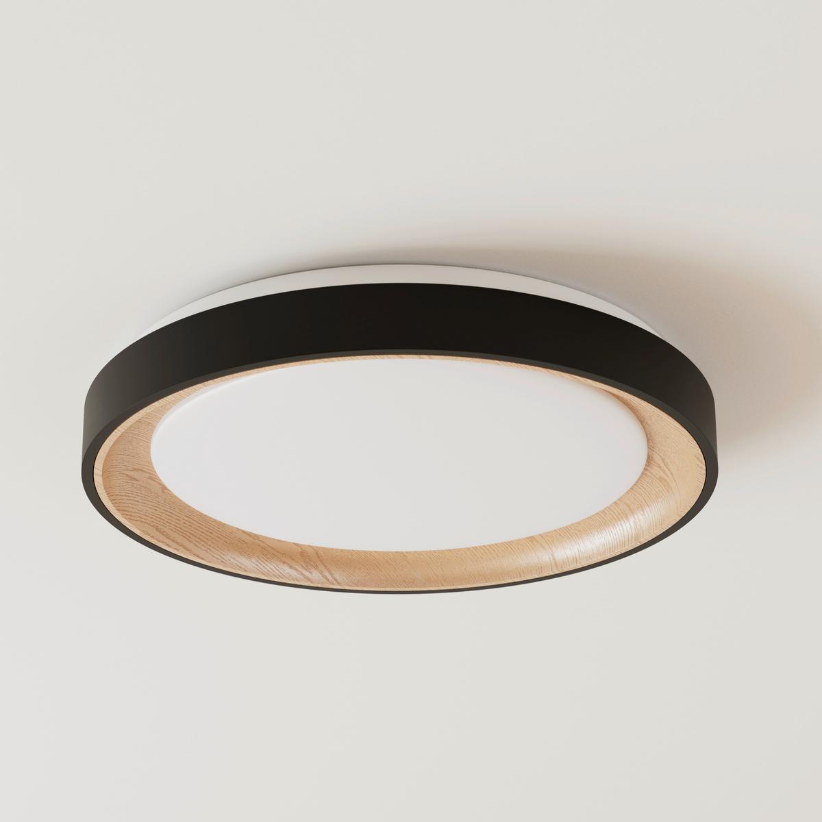LED-DECKENLEUCHTE CATHERINE - Eichefarben/Schwarz, Basics, Kunststoff/Metall (40/6cm) - Luca Bessoni