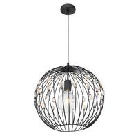 Hängeleuchte H: 120 cm 1-Flammig, mit Kristallglas - Schwarz, Basics, Glas/Metall (40/120cm) - Globo