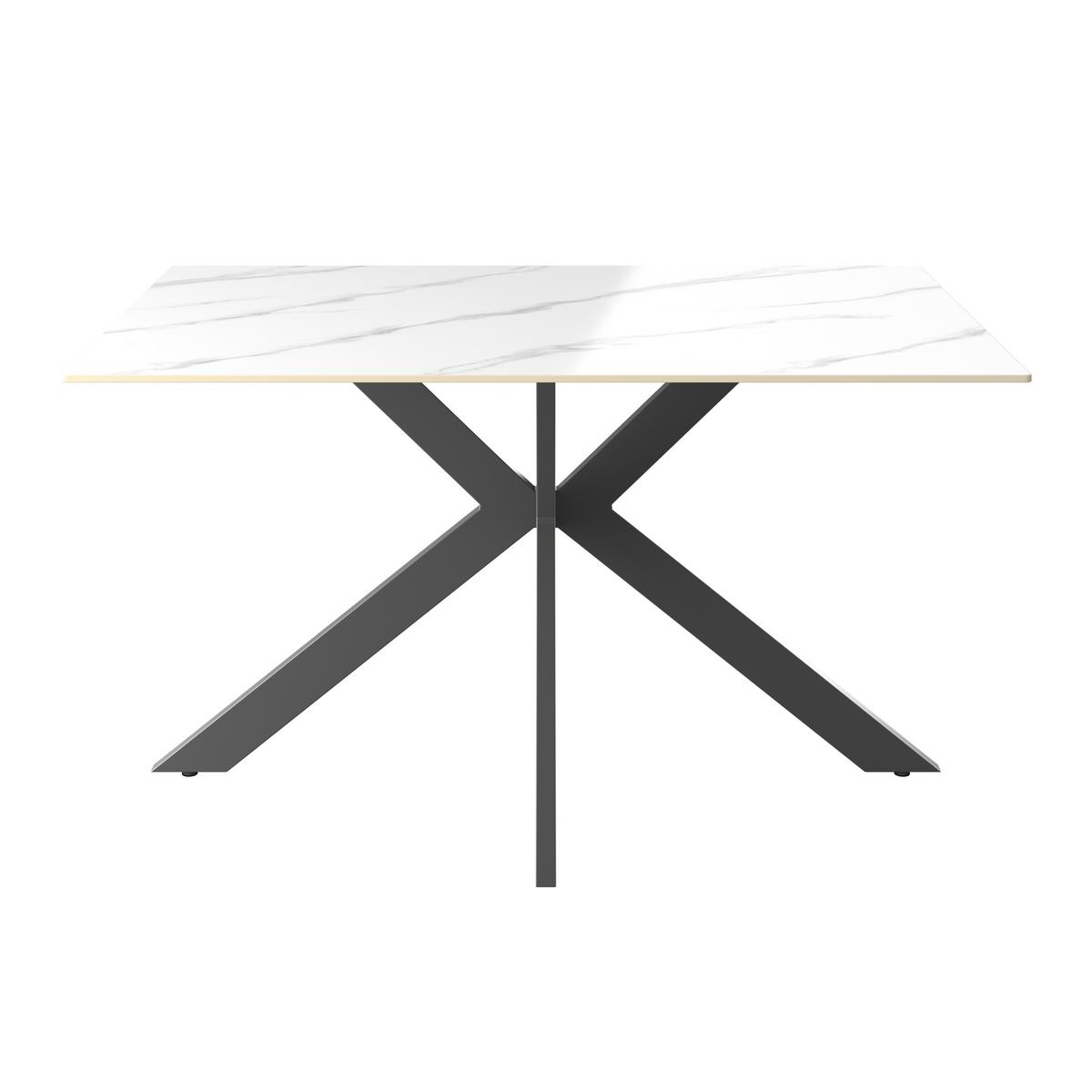 Esstisch Anton 140 - Schwarz/Weiß, MODERN, Keramik/Metall (140/75/90cm)