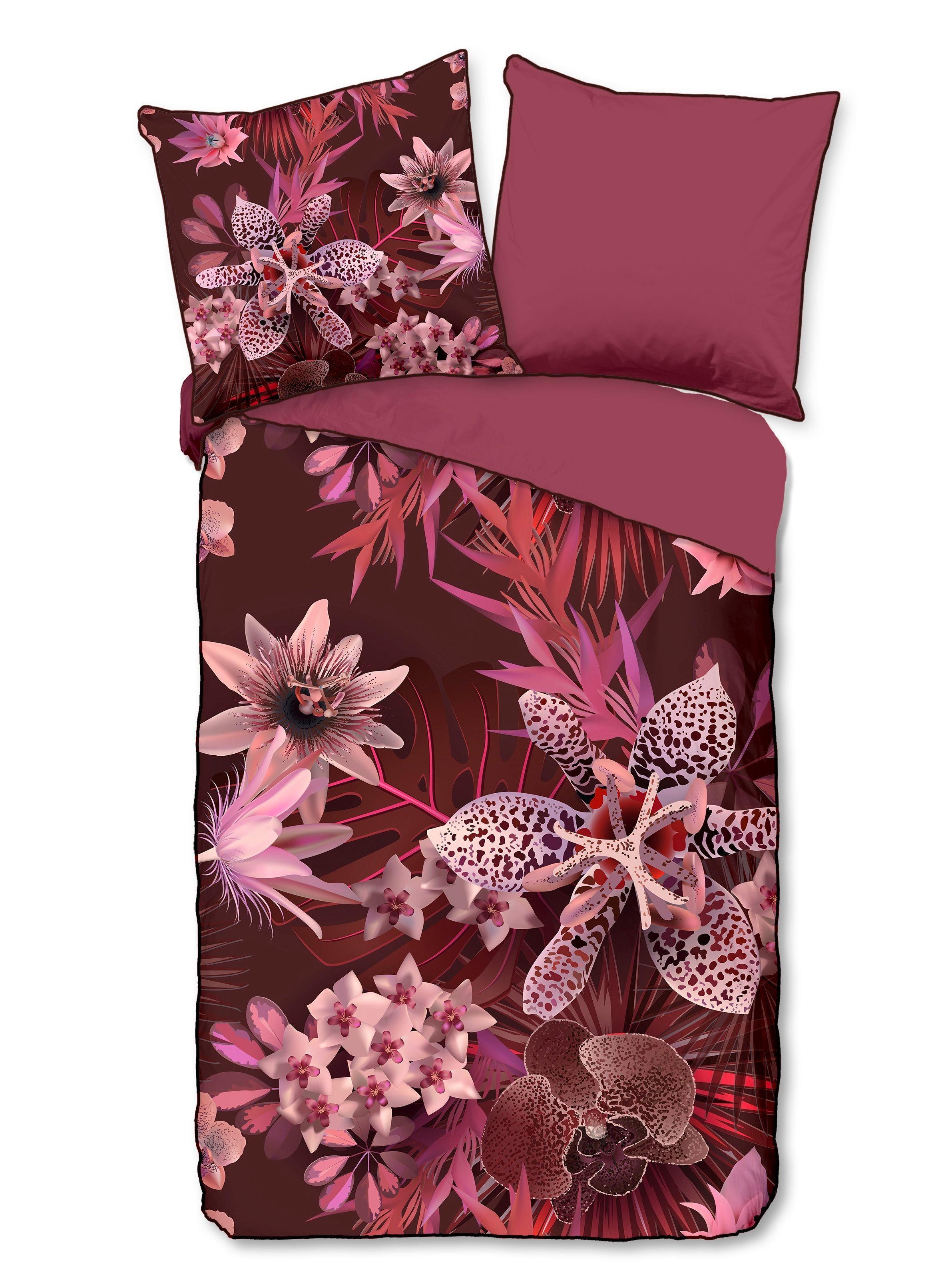 Wendebettwäsche Farze Rot Bordeaux 155x220 cm - Bordeaux/Rot, Design, Textil (155/220cm)