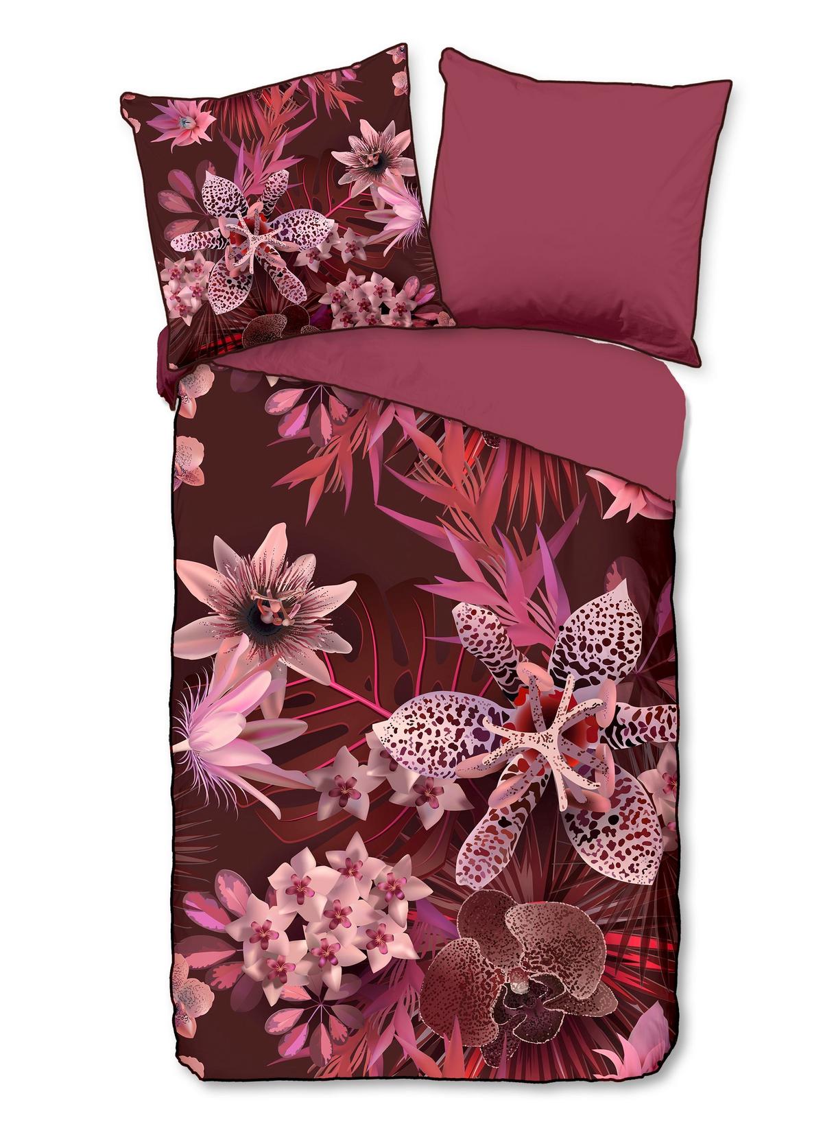 Wendebettwäsche Farze Rot Bordeaux 155x220 cm - Bordeaux/Rot, Design, Textil (155/220cm)