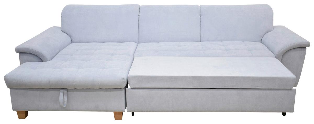 Ecksofa Mit Schlaffunktion & Bettkasten Franzi Pastellblau - Pastellblau/Eichefarben, KONVENTIONELL, Textil (170/279cm) - MID.YOU