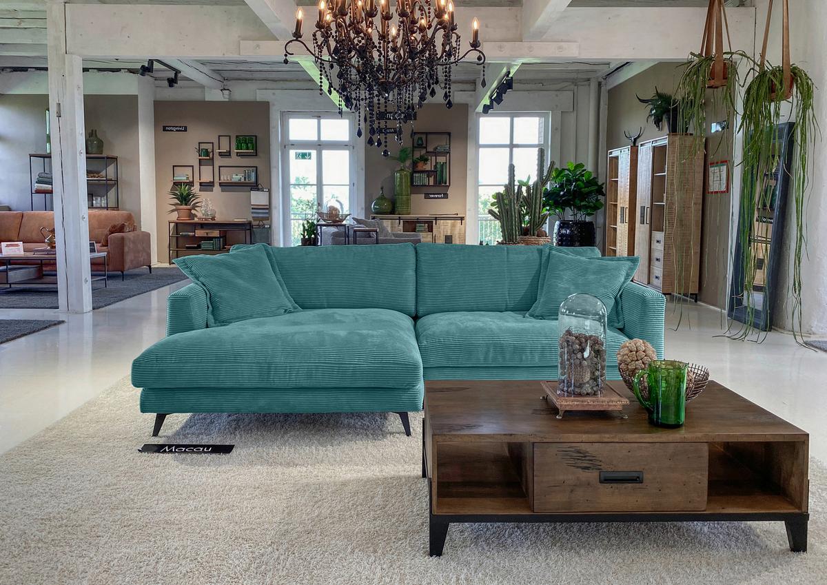 Ecksofa Macau, Petrol S: 140x270 cm - Petrol/Schwarz, LIFESTYLE, Textil (140/270cm) - Livetastic