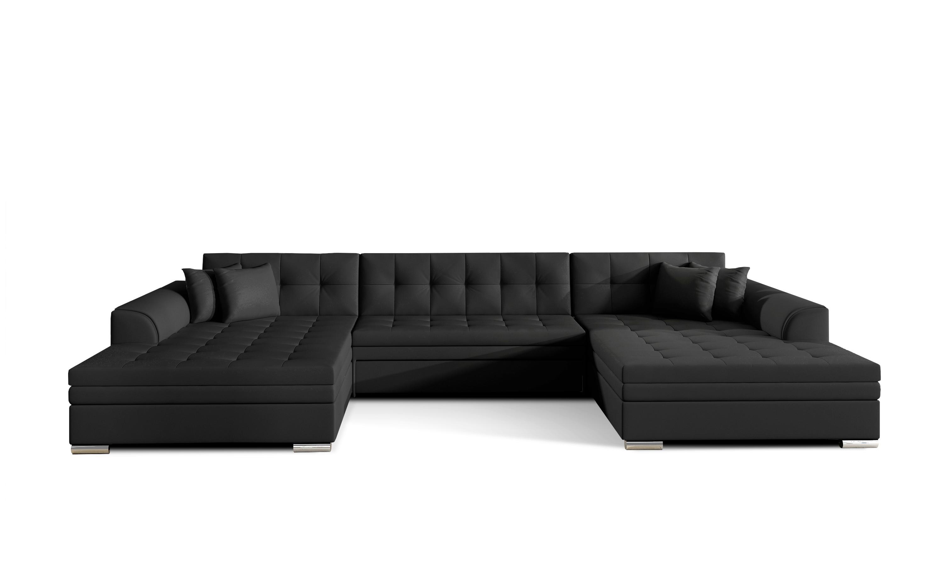 Wohnlandschaft Vento Schwarz U: 165x359x165 cm - Chromfarben/Schwarz, Design, Textil (165/359/165cm) - MID.YOU