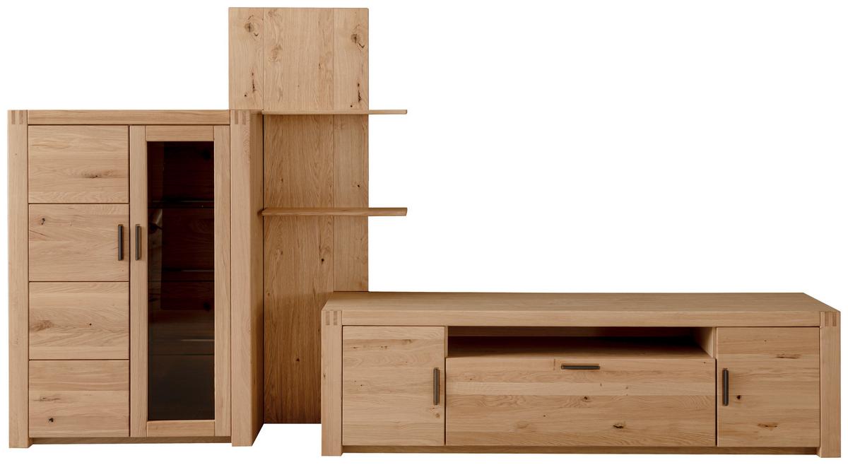 Wohnwand Prag - Eichefarben, Design, Glas/Holz (332/184/50cm)