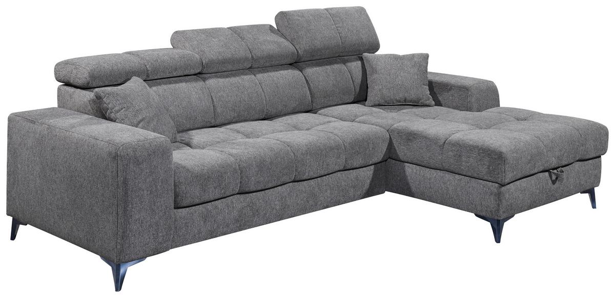 Ecksofa mit Schlaffunktion & Bettkasten Sydney Anthrazit - Anthrazit/Schwarz, KONVENTIONELL, Textil (268/172cm) - MID.YOU