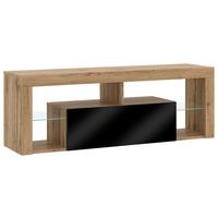 LOWBOARD EVEREST 140 - Eiche Wotan/Schwarz, Design, Glas/Holzwerkstoff (140/50,5/35cm) - Livetastic