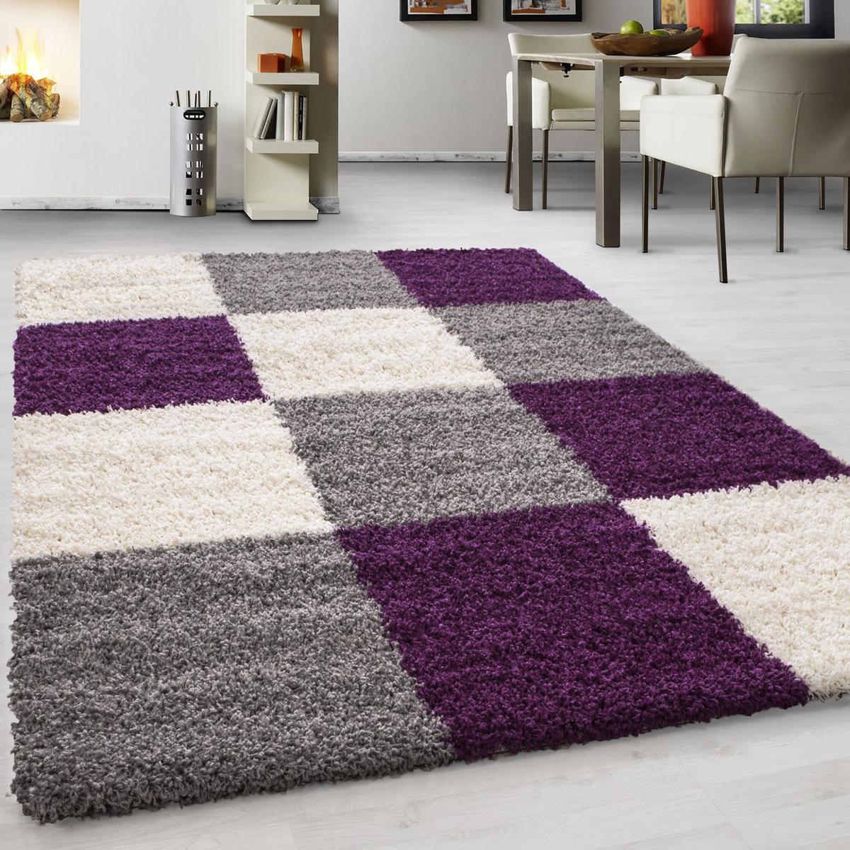 Hochflor Teppich Lila Life 120x170 cm - Lila/Hellgrau, KONVENTIONELL, Textil (120/170cm) - Novel