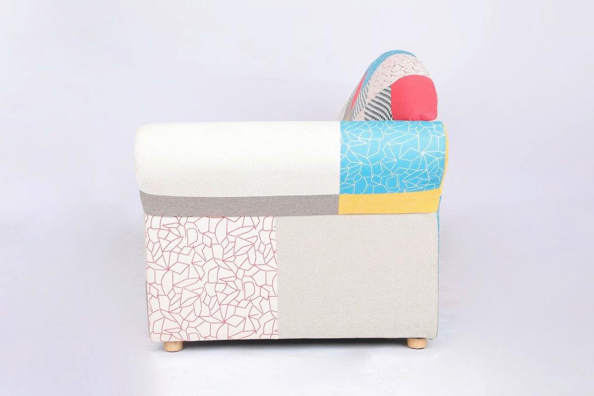 3-Sitzer Loretta ca.193x83x85 cm, Armlehne rechts - Hellbraun/Multicolor, Basics, Holz/Textil (193/83/85cm)