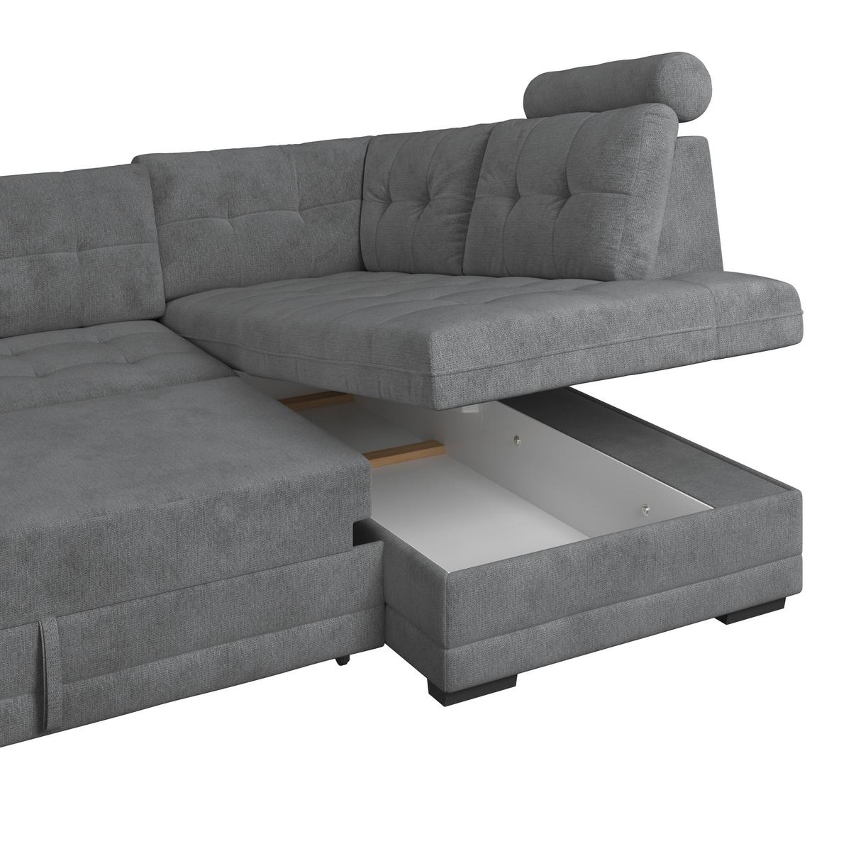 Ecksofa mit Schlaffunktion Falco new anthrazit 251x183 cm - Anthrazit/Schwarz, KONVENTIONELL, Textil (251/183cm) - Ondega