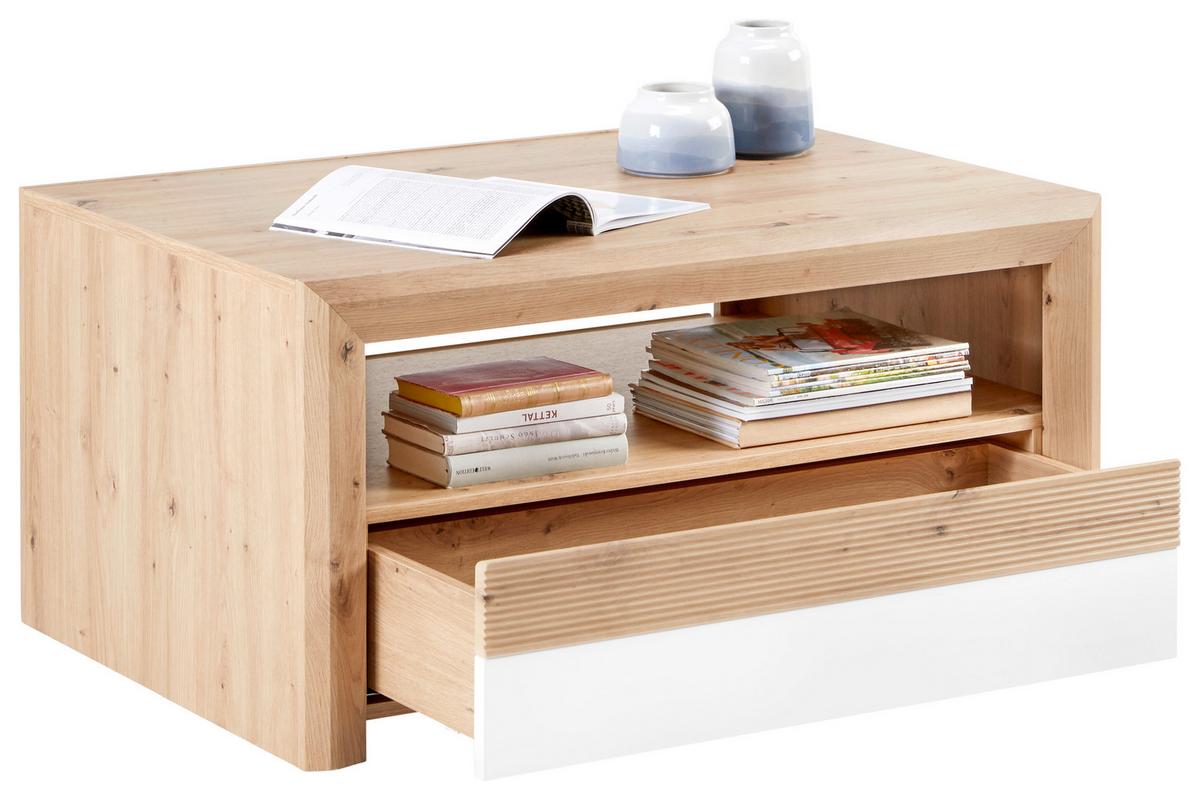 Couchtisch mit Stauraum Kashmir New, Eiche Dekor/Weiß - Eichefarben/Weiß, MODERN, Holzwerkstoff (100/50/69cm) - James Wood