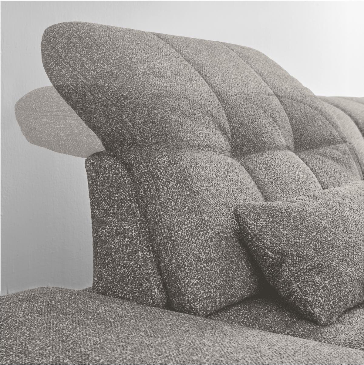 Rohová sedačka SANFINO, pravá, tmavosivá / strieborná - chrómová/strieborná, Konventionell, kov/drevo (305/79-96/199cm) - Premium Living